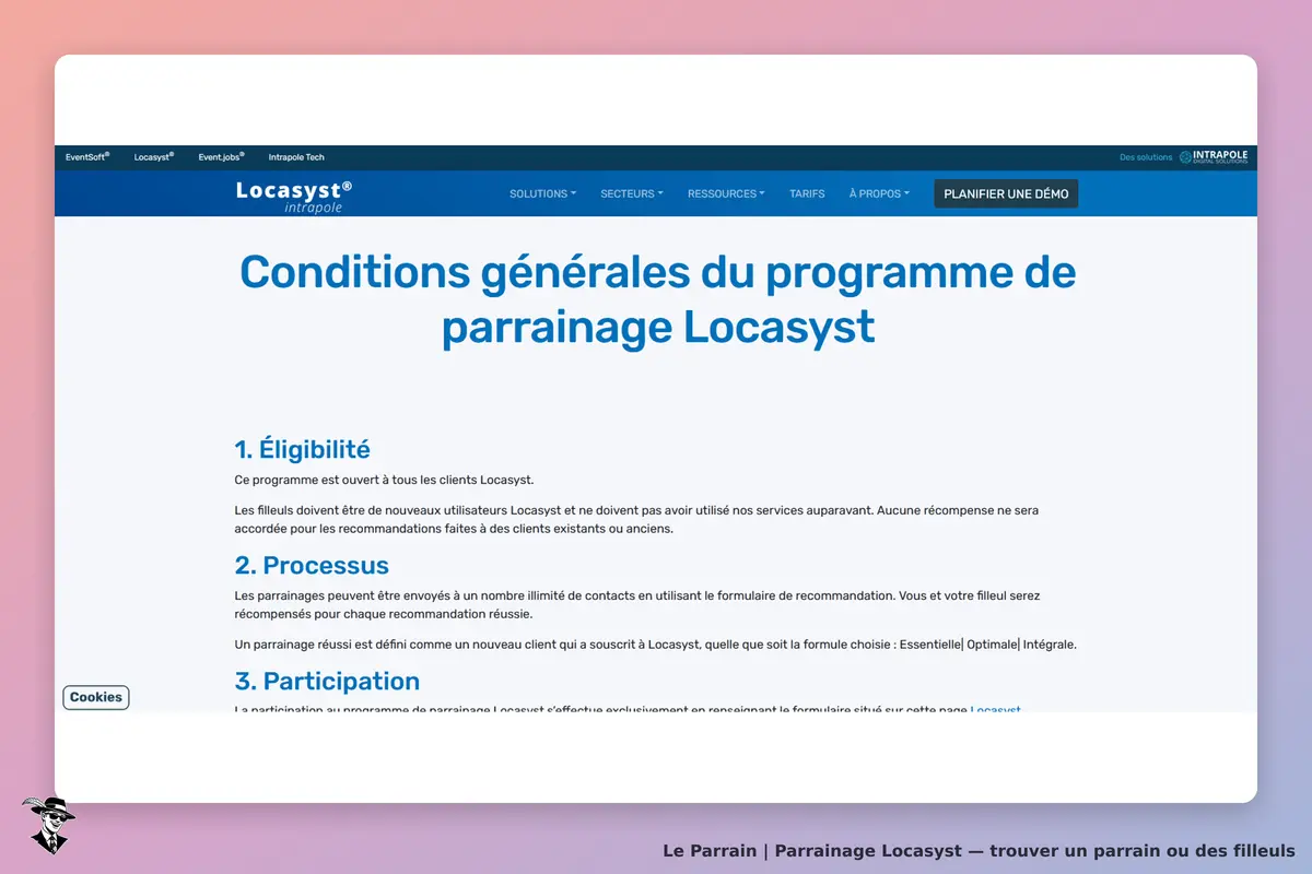 Page parrainage de Locasyst