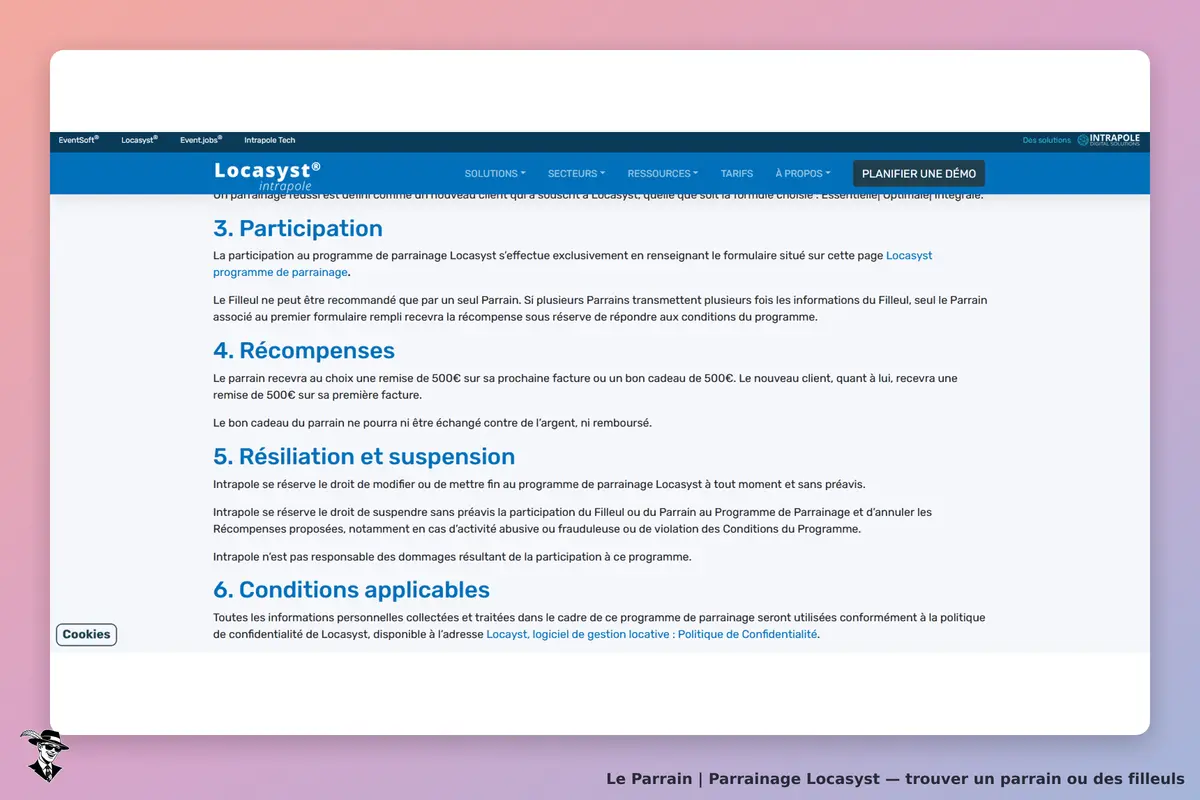 Page parrainage de Locasyst