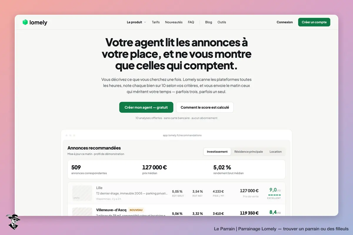 Page d'accueil de Lomely