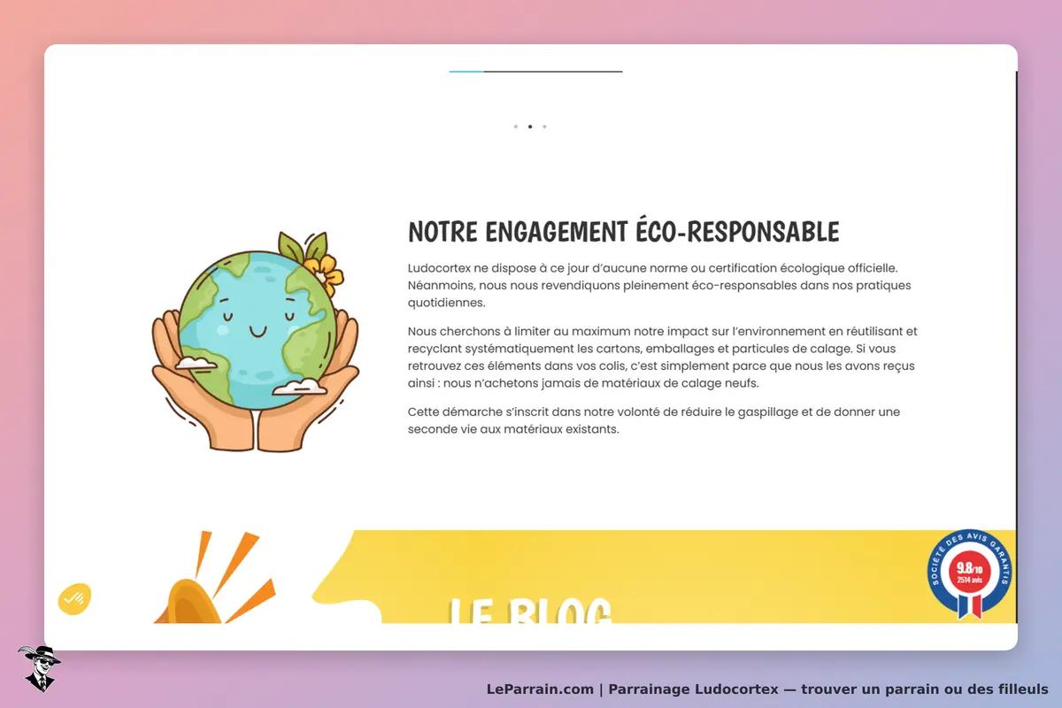 Ludocortex : engagement éco-responsable avec illustration de la Terre entre des mains