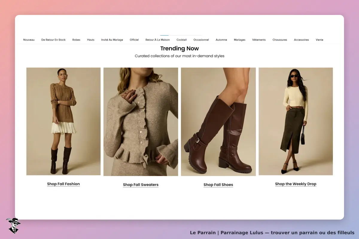 Lulus : affichage de vêtements d'automne avec modèles en pulls, jupes et bottes