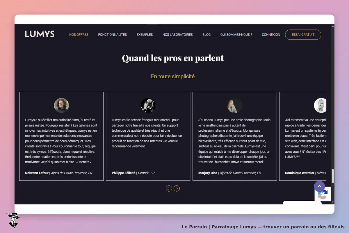 Lumys : témoignages de professionnels sur la simplicité et l'efficacité des services