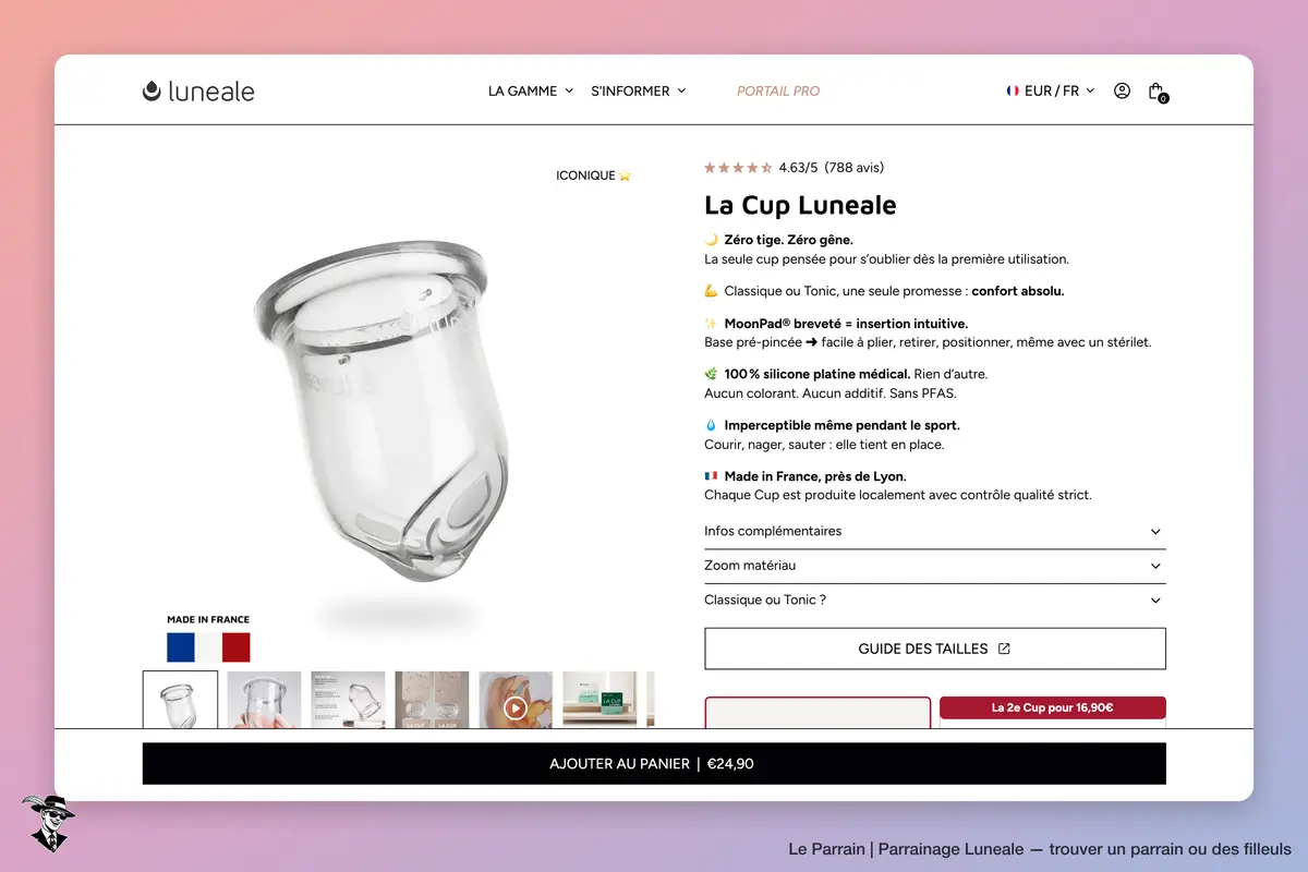 Page produit de Luneale