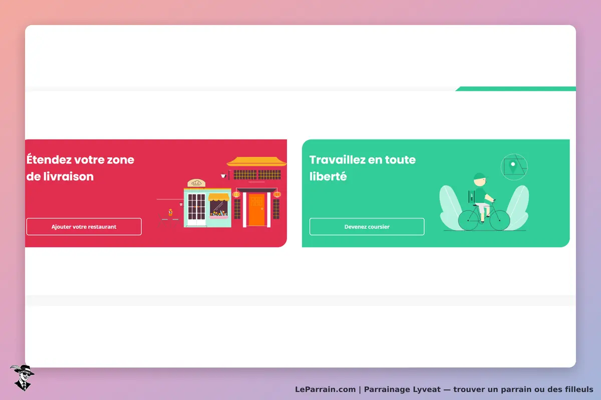 Lyveat : page d'accueil avec options pour ajouter un restaurant ou devenir coursier