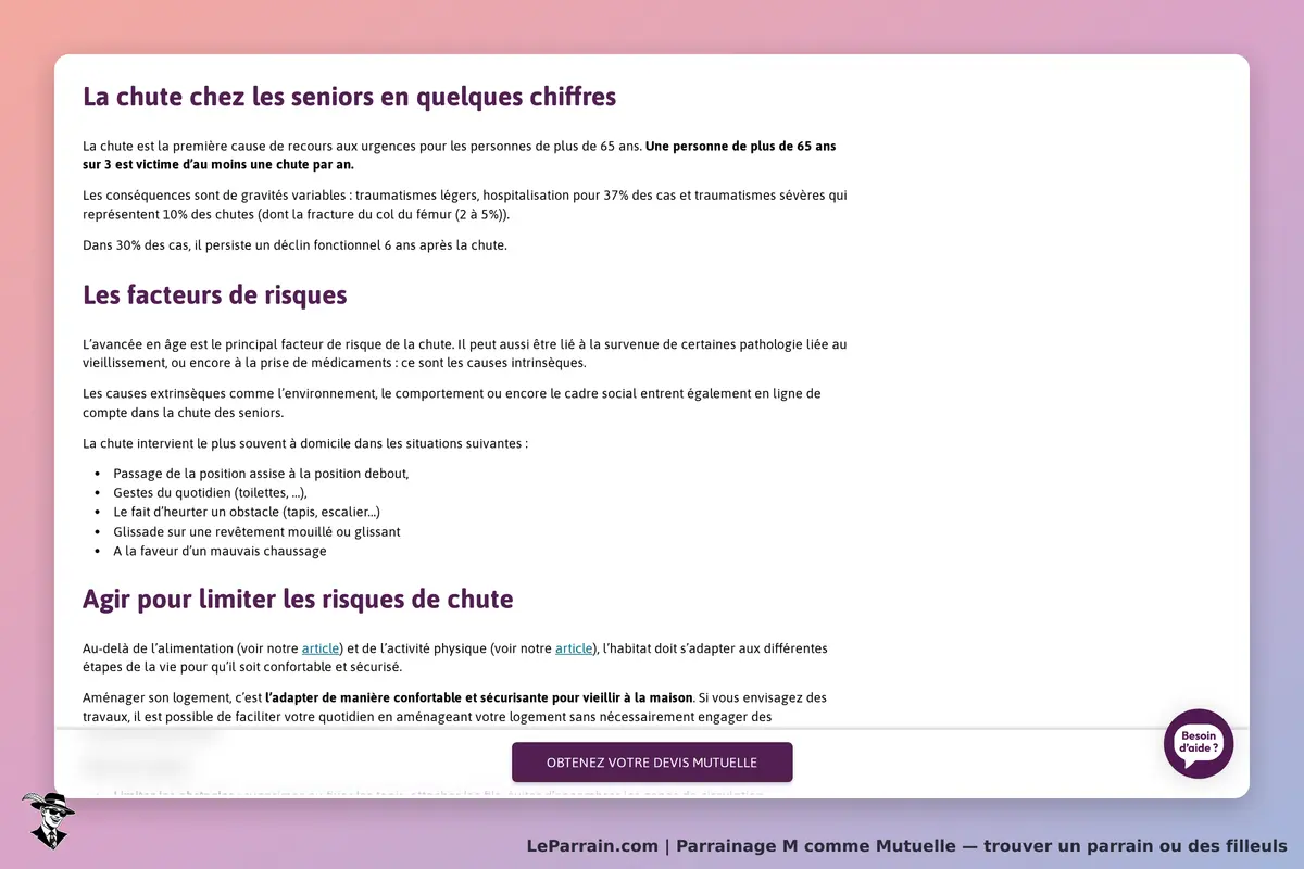 M comme Mutuelle : informations sur les chutes chez les seniors et conseils de prévention