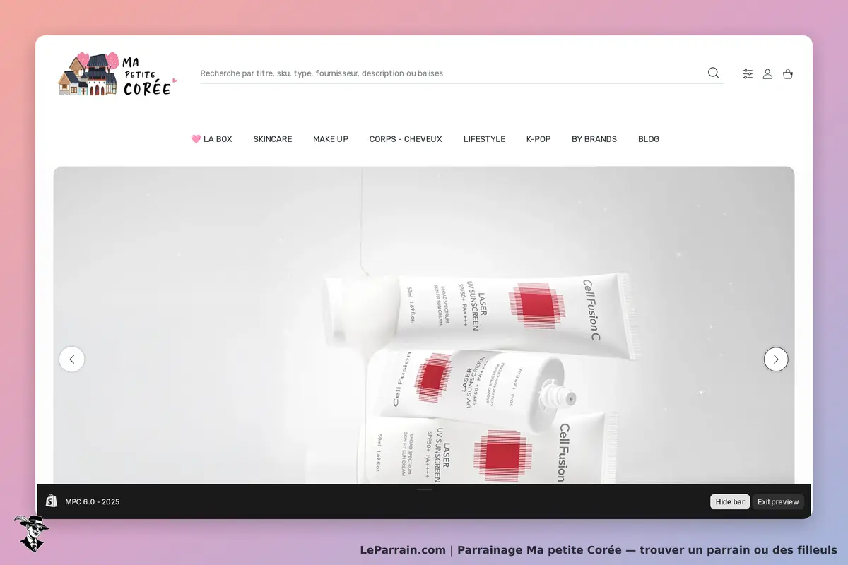Ma petite Corée : trois tubes de crème solaire CellFusion C sur fond blanc