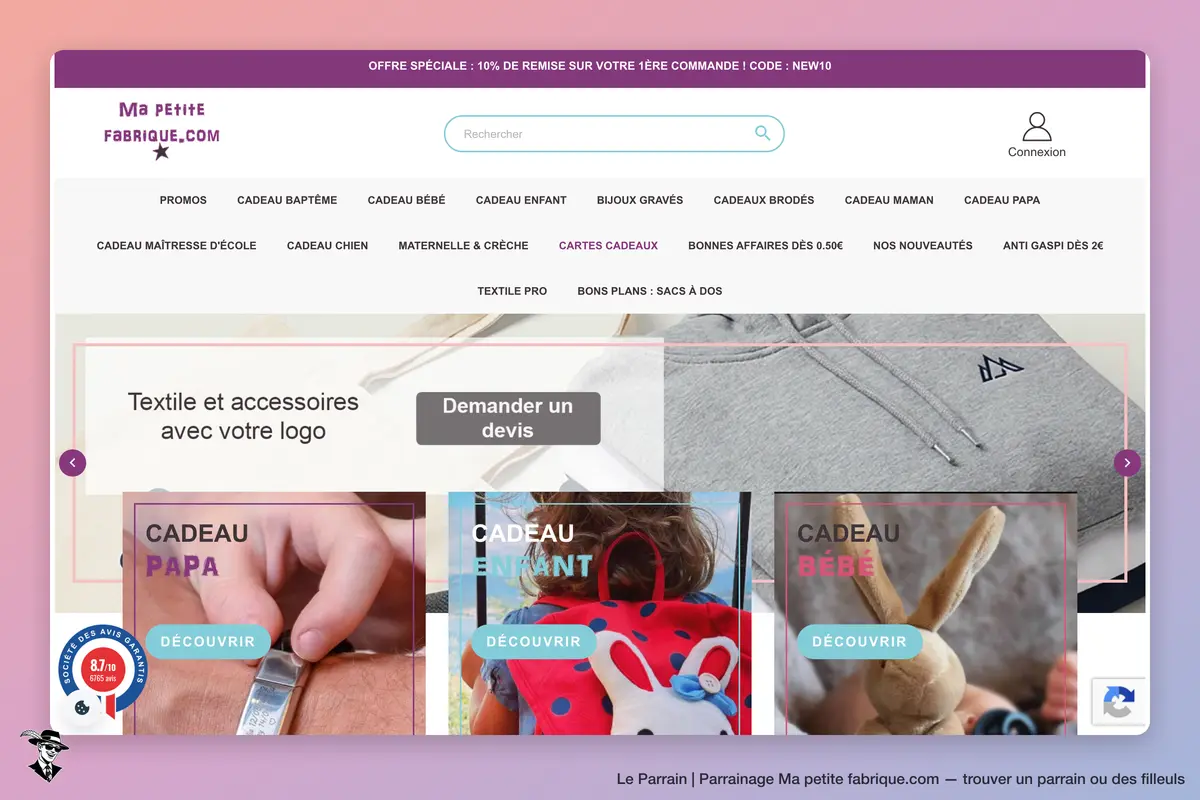 Capture d'écran de Ma petite fabrique.com