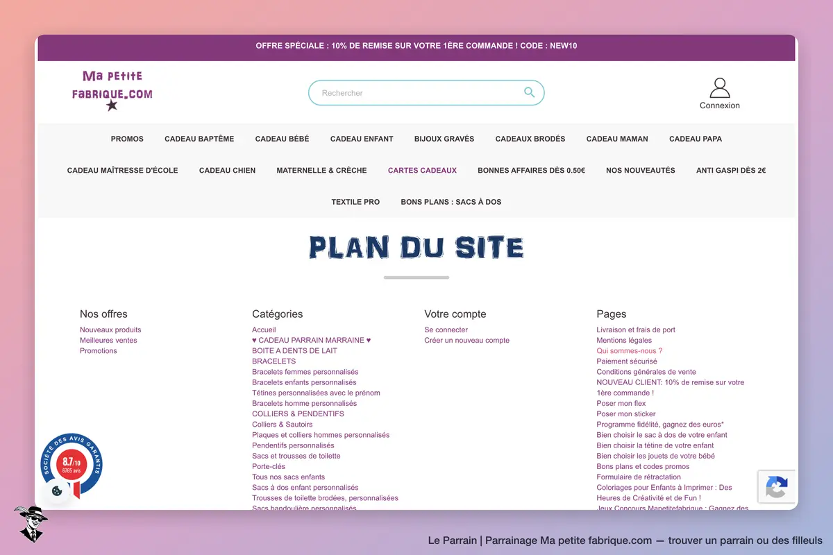 Capture d'écran de Ma petite fabrique.com
