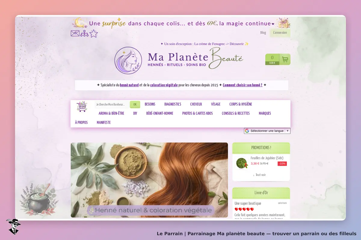 Ma planète beaute : ma Planète Beauté : page d'accueil avec produits et navigation sur les soins