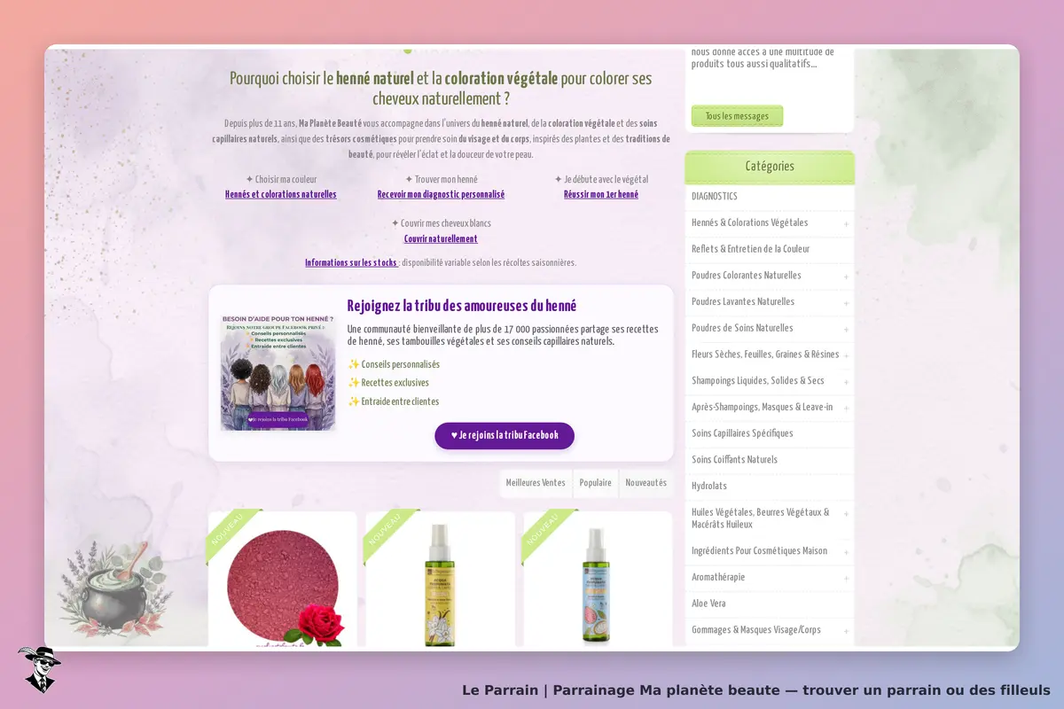 Ma planète beaute : ma planète beauté : page d'accueil avec produits, catégories et informations