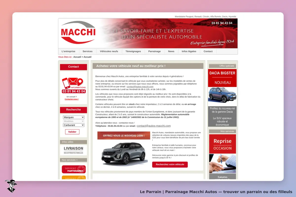 Macchi Autos : macchi : page d'accueil avec informations de contact et véhicule Dacia Bigster