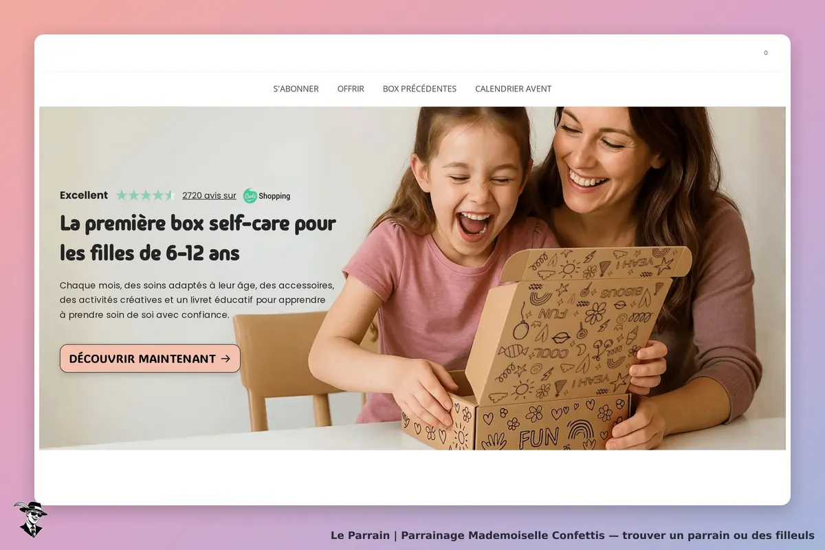 Mademoiselle Confettis : une mère et sa fille découvrent une box en souriant ensemble