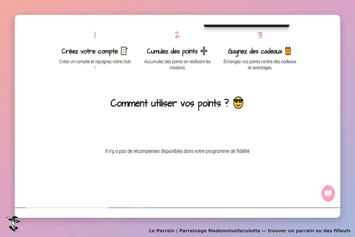 Mademoiselleculotte : explications sur l'utilisation des points dans le programme de fidélité
