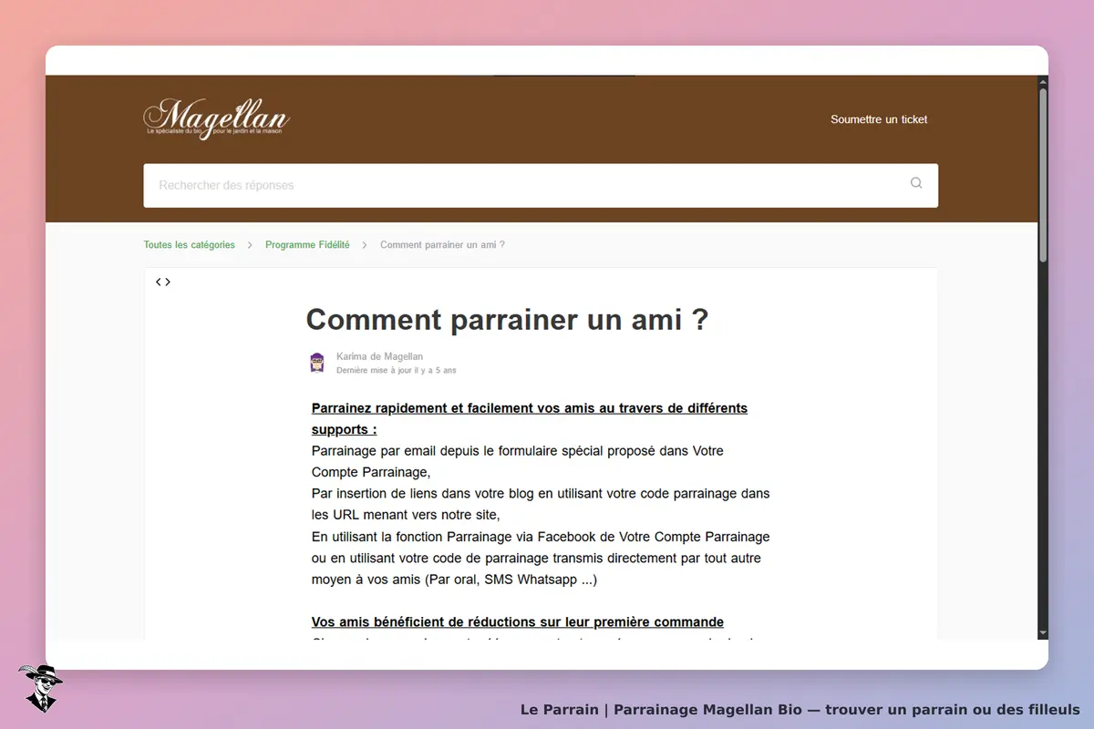 Magellan Bio : magellan : page d'aide sur le parrainage d'un ami avec instructions et conseils