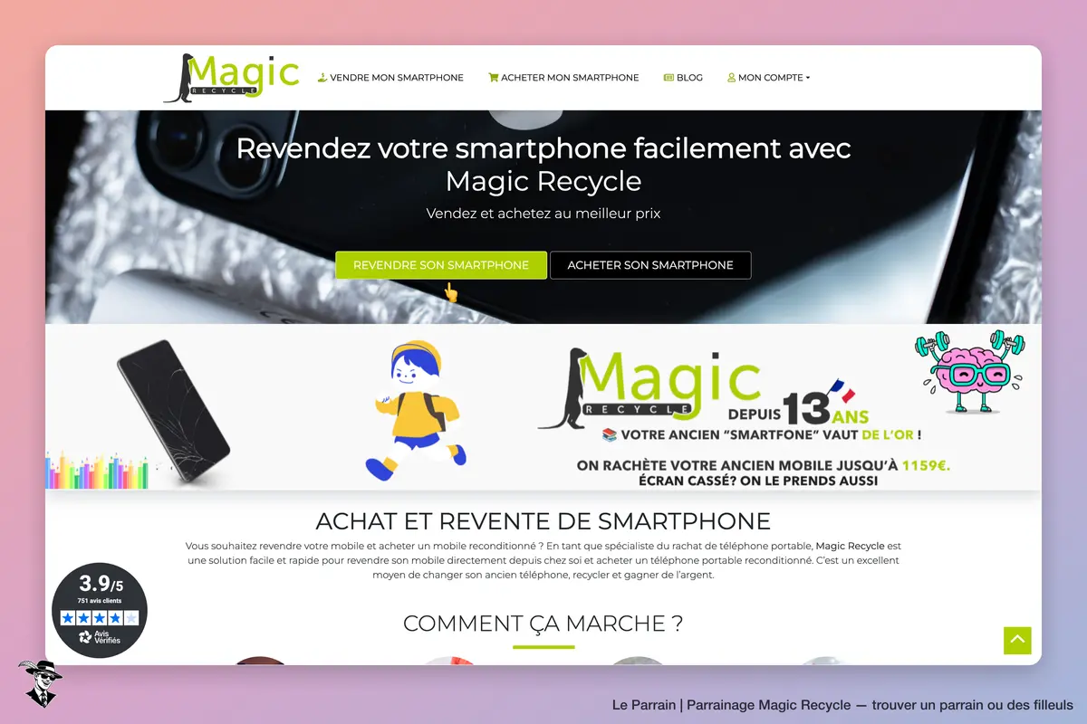 Page d'accueil de Magic Recycle