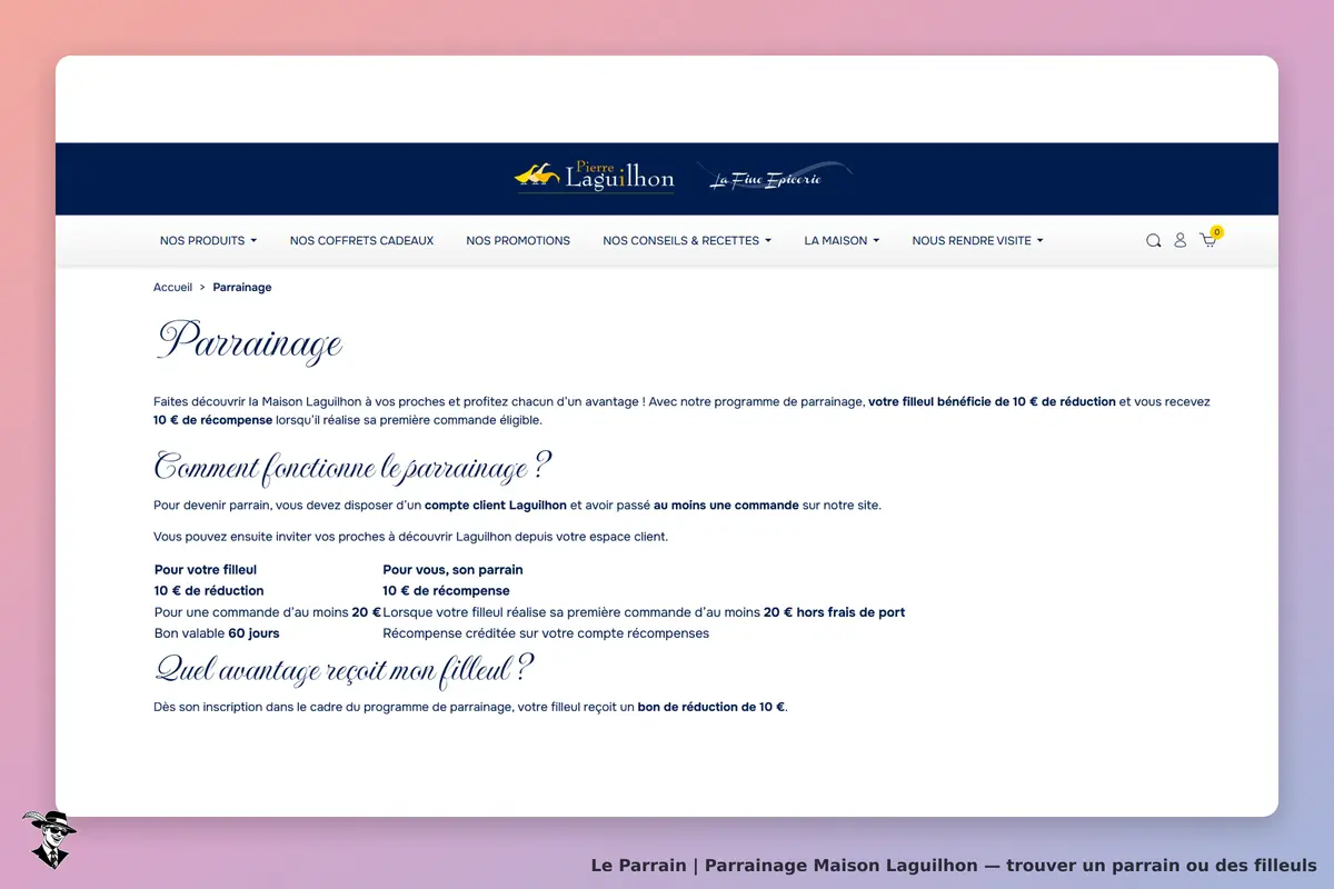 Maison Laguilhon : page sur le parrainage avec explications et conditions d'inscription