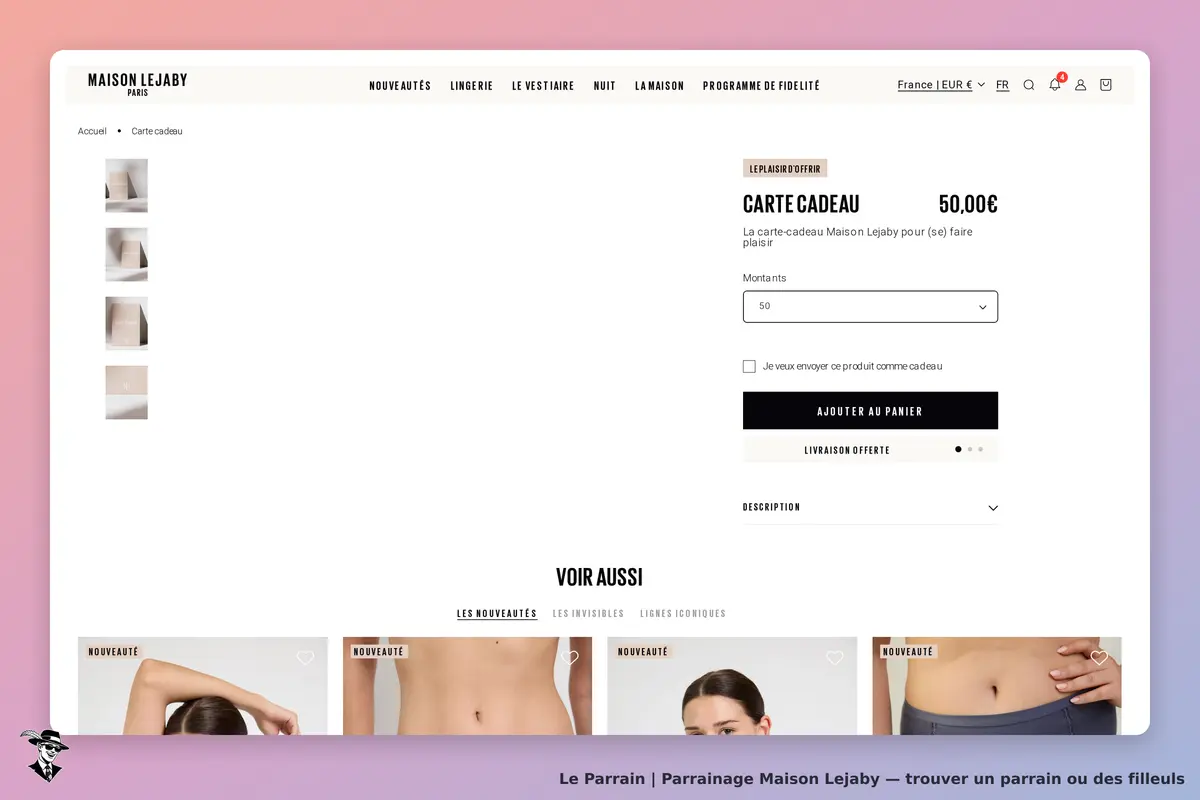 Page produit de Maison Lejaby
