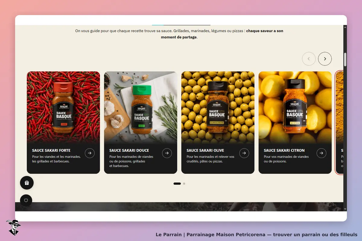 Maison Petricorena : présentation de sauces basques avec images et descriptions sur la page