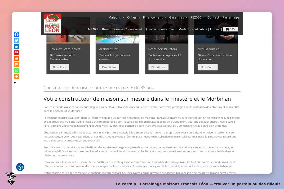 Maisons François Léon : page d'accueil présentant des services et informations sur la construction