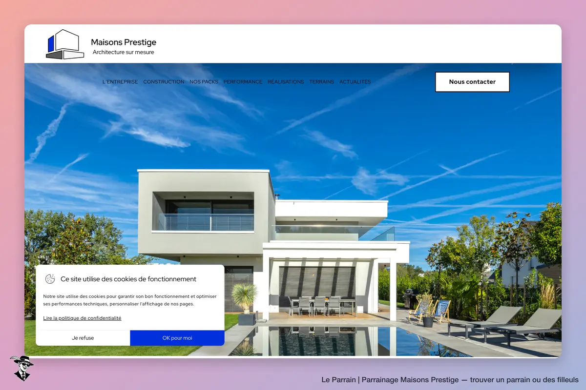 Page d'accueil de Maisons Prestige