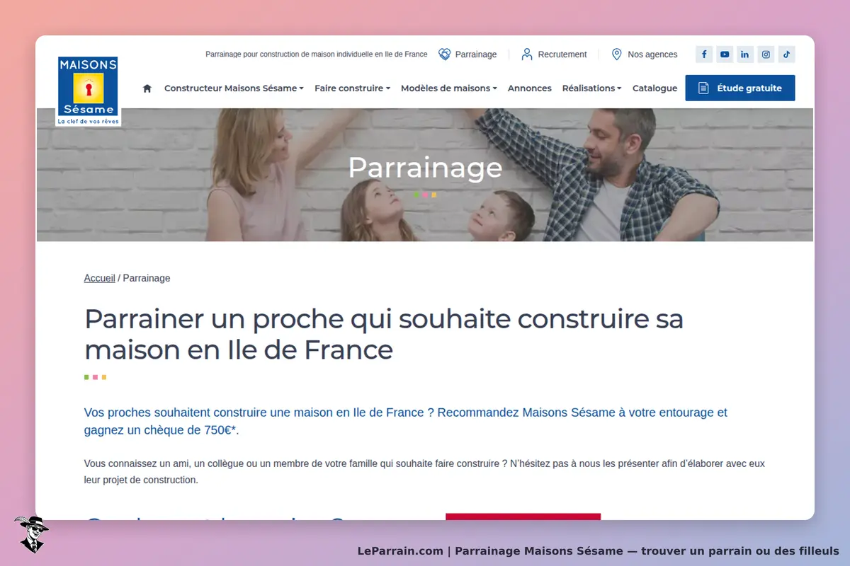 Maisons Sésame : page d'accueil sur le parrainage pour la construction de maisons en Île-de-France