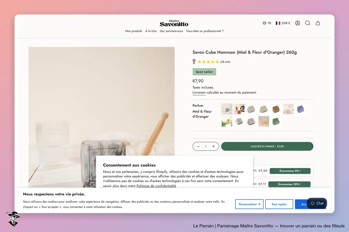 Page produit de Maître Savonitto