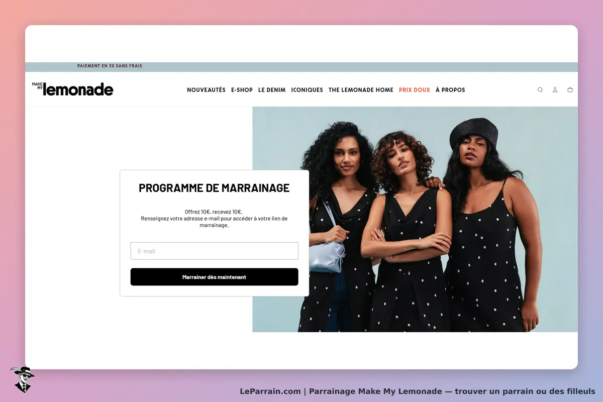Make My Lemonade : trois femmes souriantes portant des robes à pois, avec un formulaire de