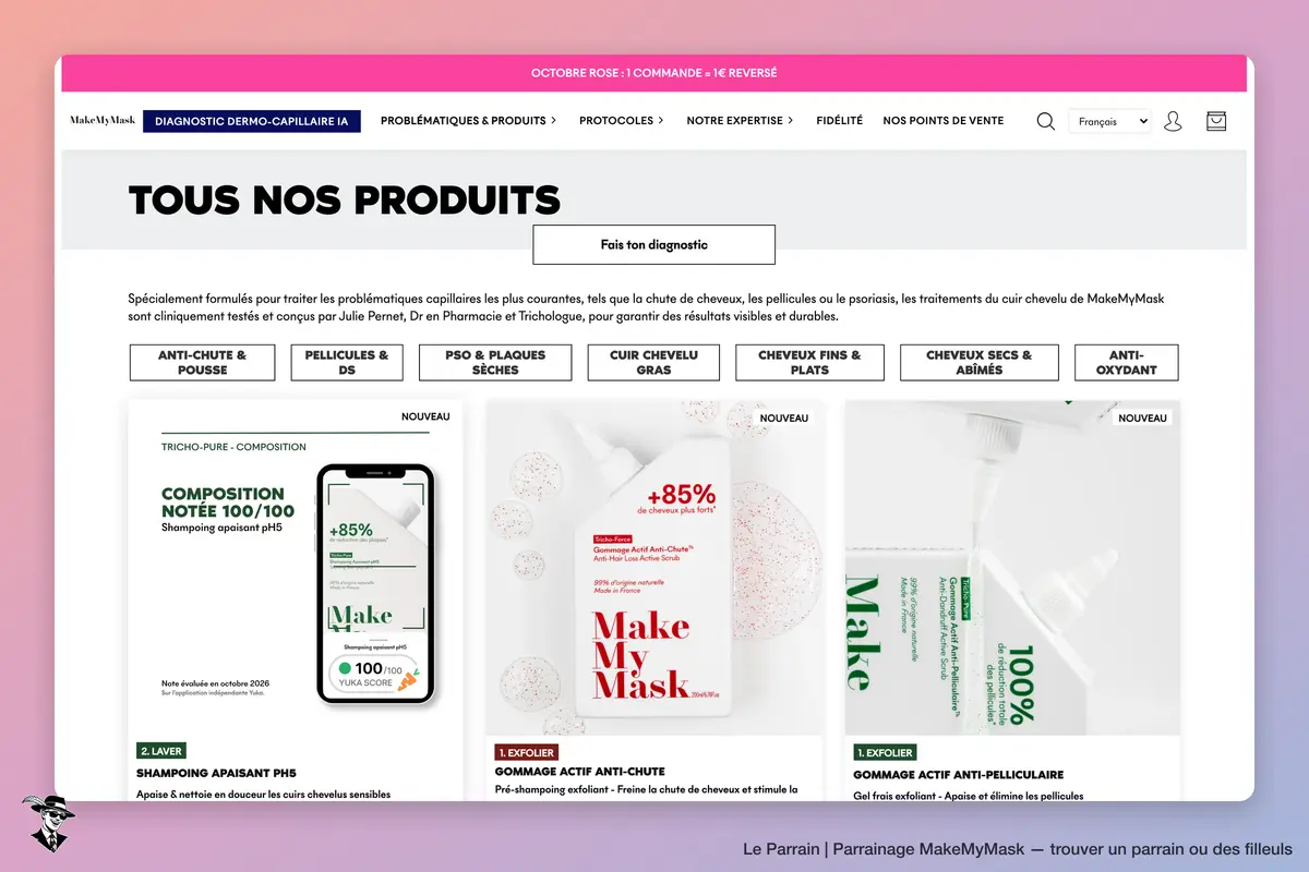 Page catégorie de MakeMyMask