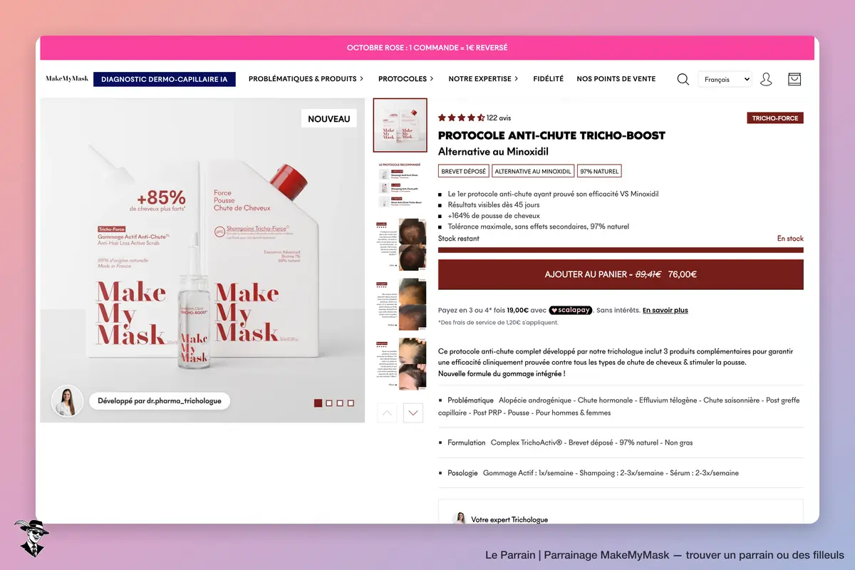 Page produit de MakeMyMask