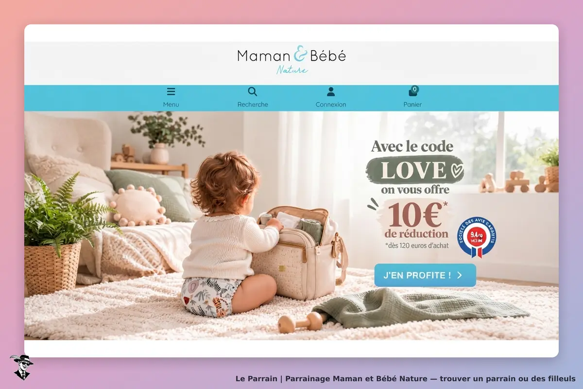 Maman et Bébé Nature : un enfant joue sur un tapis, près d'un sac et d'une décoration intérieure