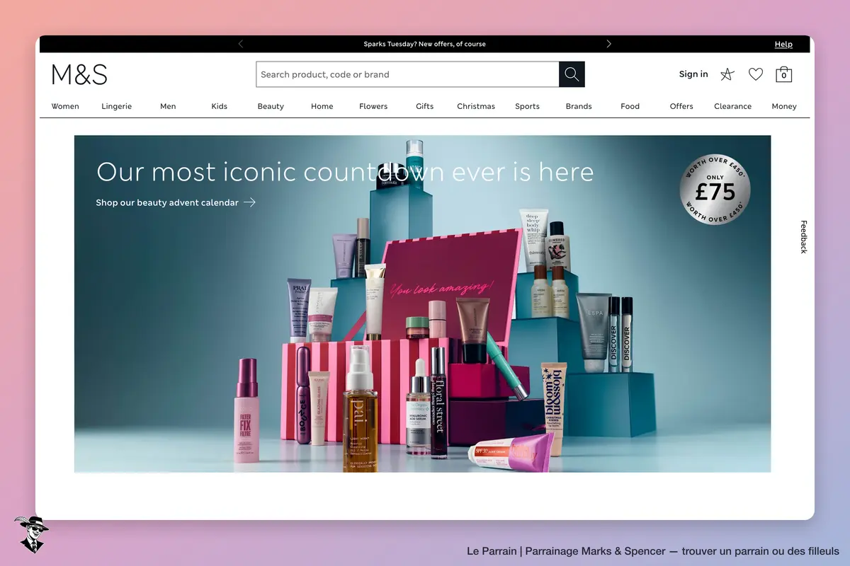Page d'accueil de Marks & Spencer