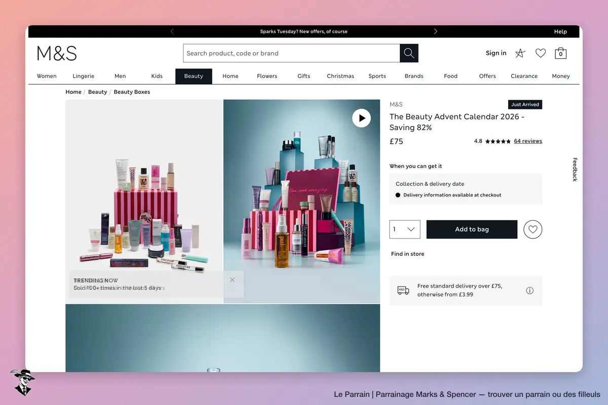 Page produit de Marks & Spencer