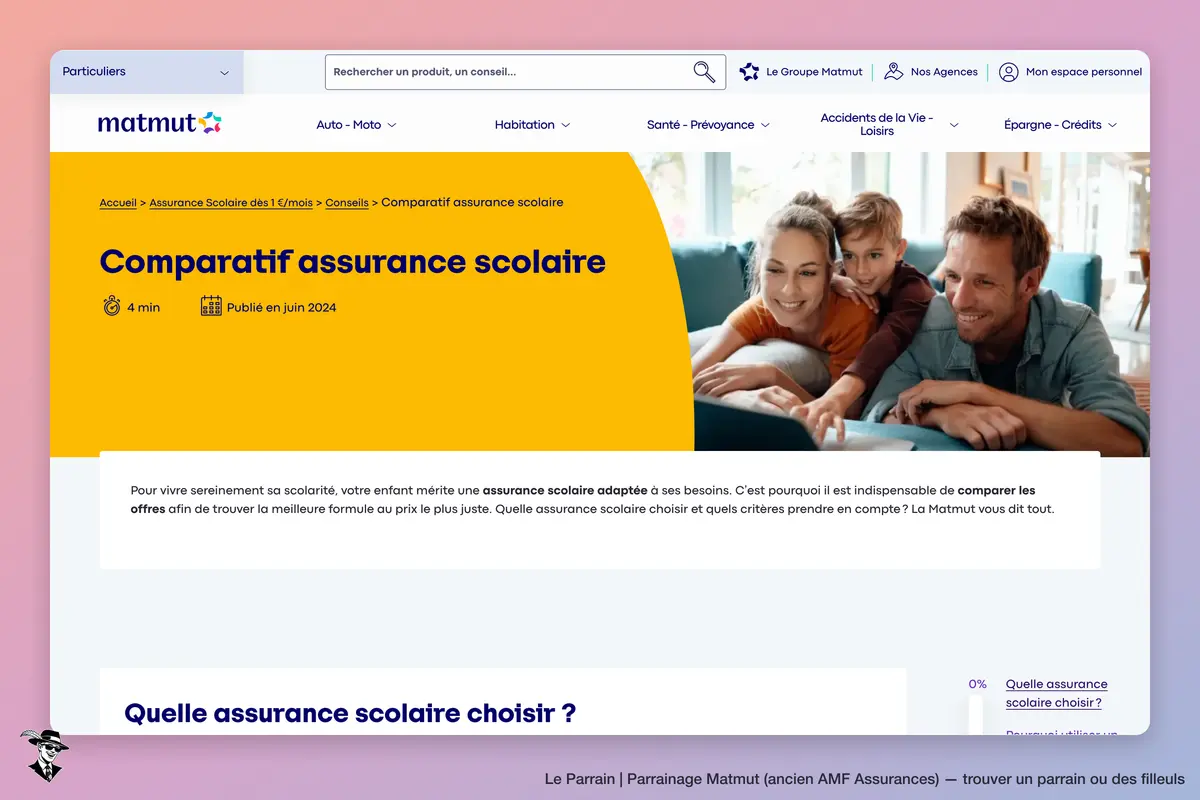 Capture d'écran de Matmut (ancien AMF Assurances)