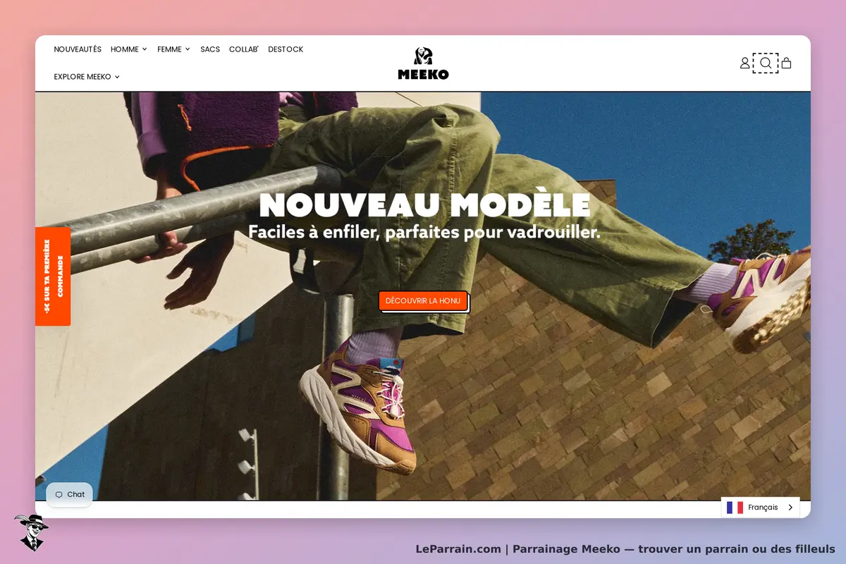 Meeko : un modèle de chaussure porté, avec un message sur la facilité et le confort