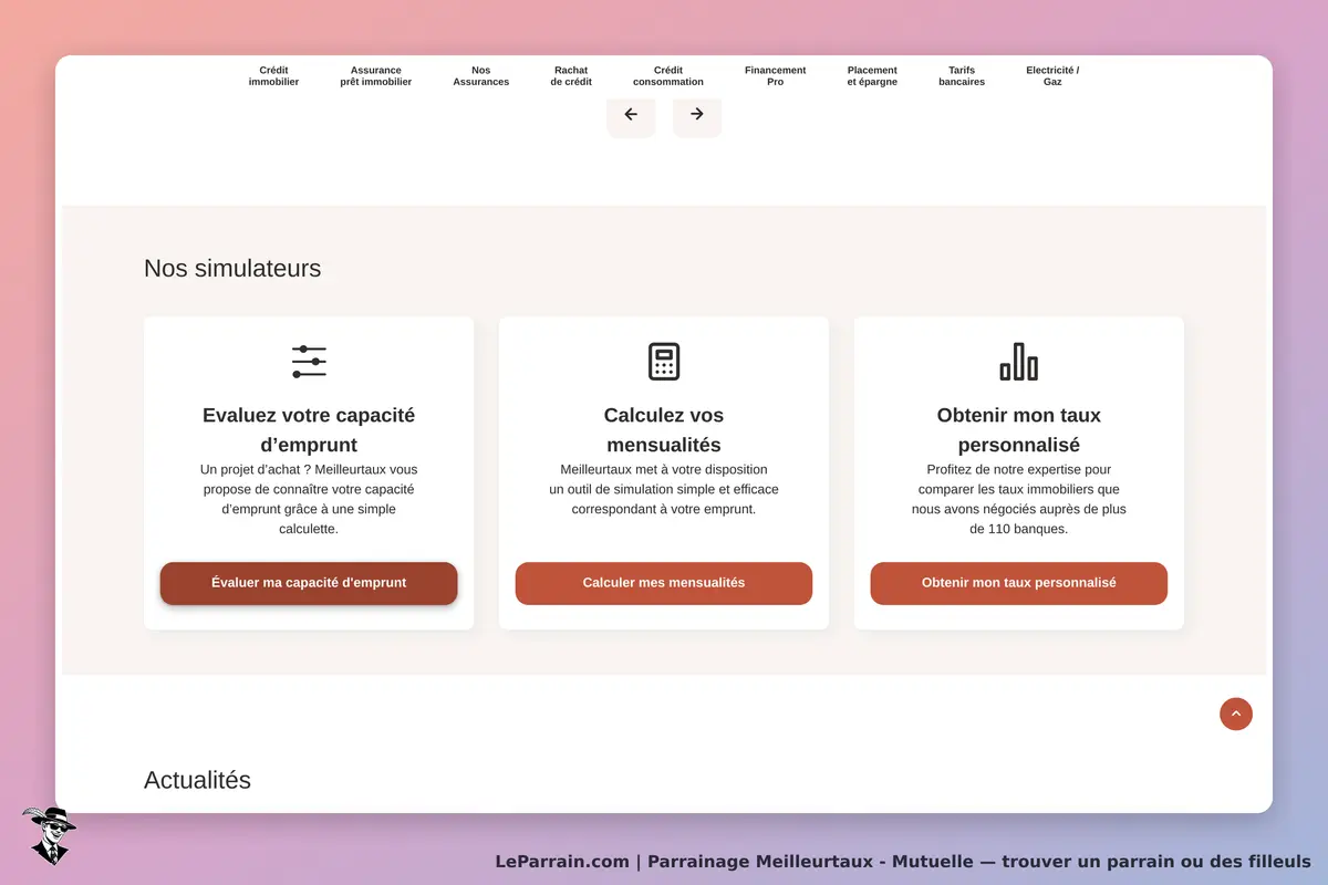 Simulateurs de crédit et mutuelle sur Meilleurtaux, évaluation et calculs personnalisés.