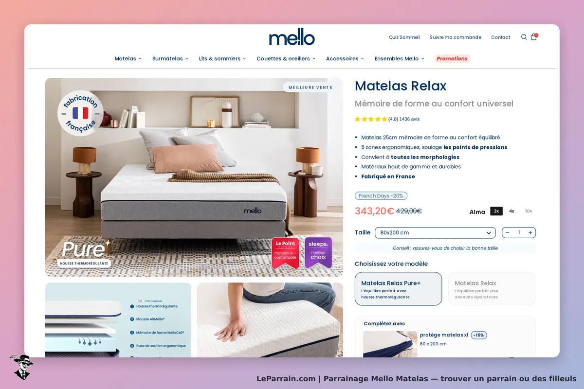 Mello Matelas : mello : présentation du matelas Relax avec des éléments de confort et un design