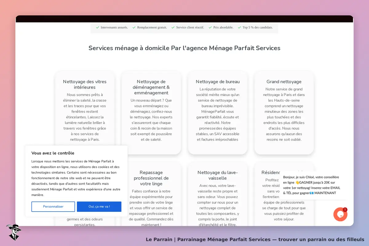 Ménage Parfait Services : services de ménage à domicile avec description des prestations proposées