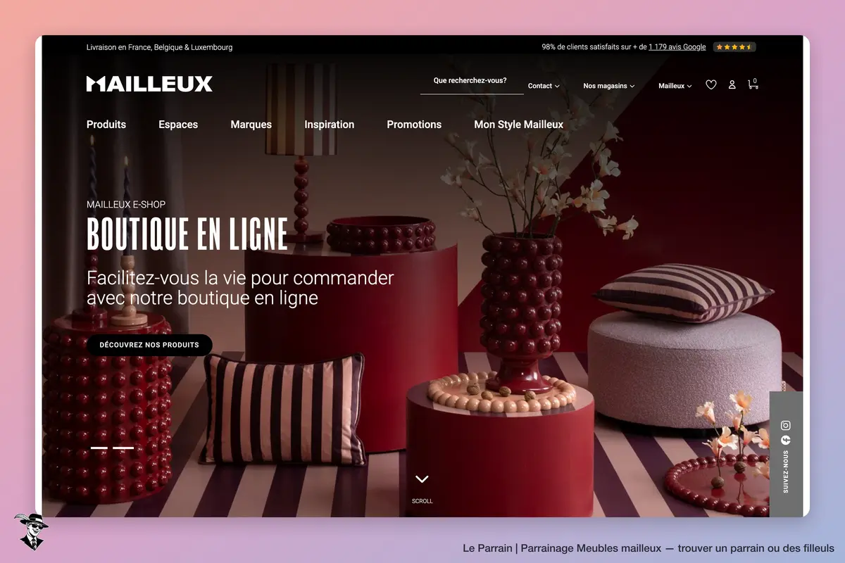 Page d'accueil de Meubles mailleux