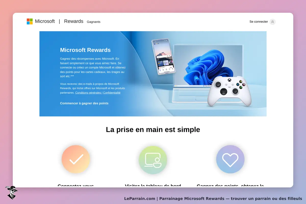 Page d'accueil de Microsoft Rewards avec des offres et des récompenses.