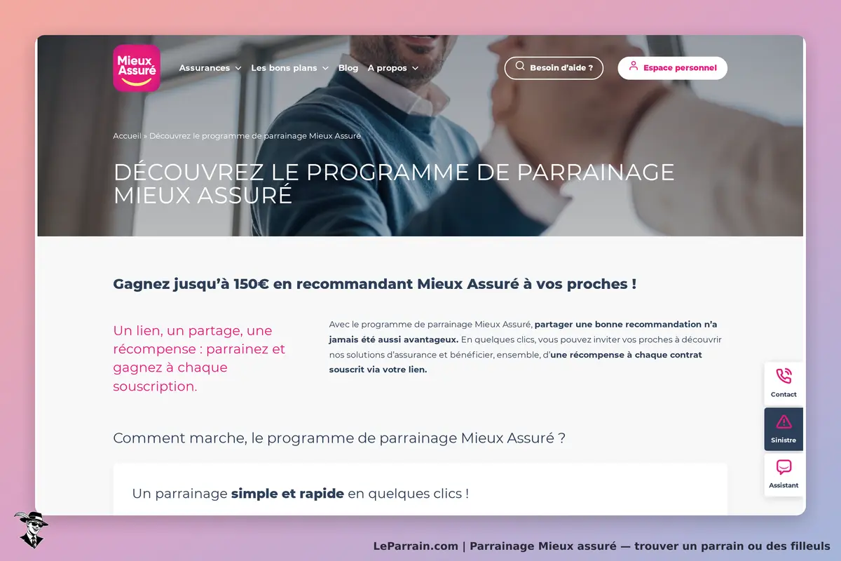 Programme de parrainage Mieux Assuré, gagner jusqu'à 150€ en recommandant des proches.