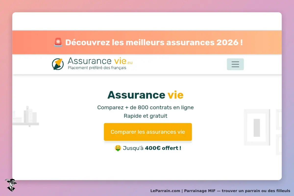 MIF : page d'accueil d'Assurance vie avec un bouton pour comparer des contrats en ligne