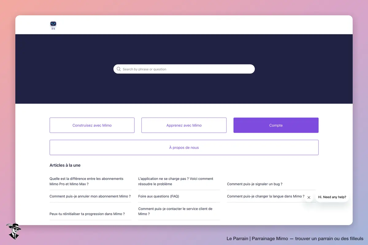 Page d'accueil de Mimo