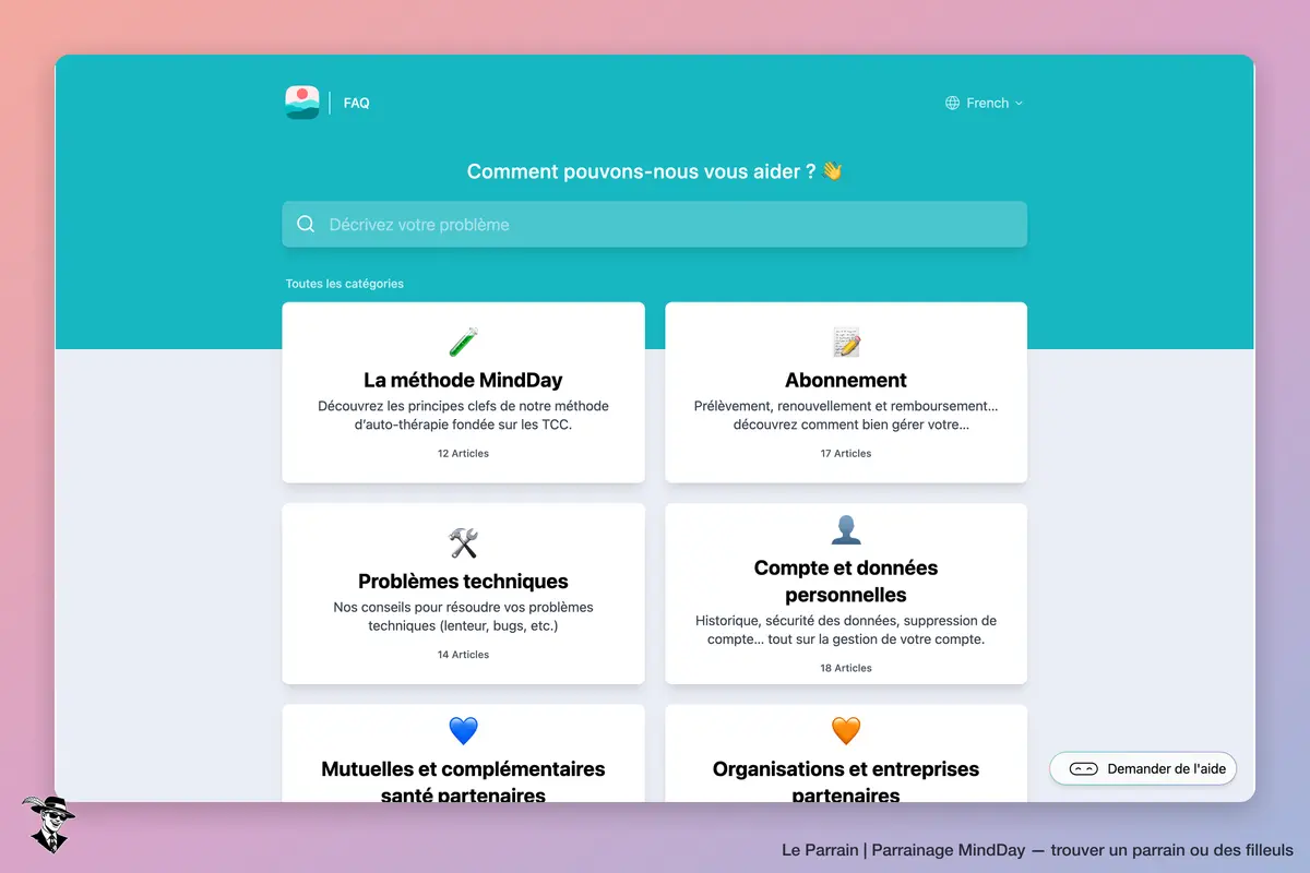 Page d'accueil de MindDay