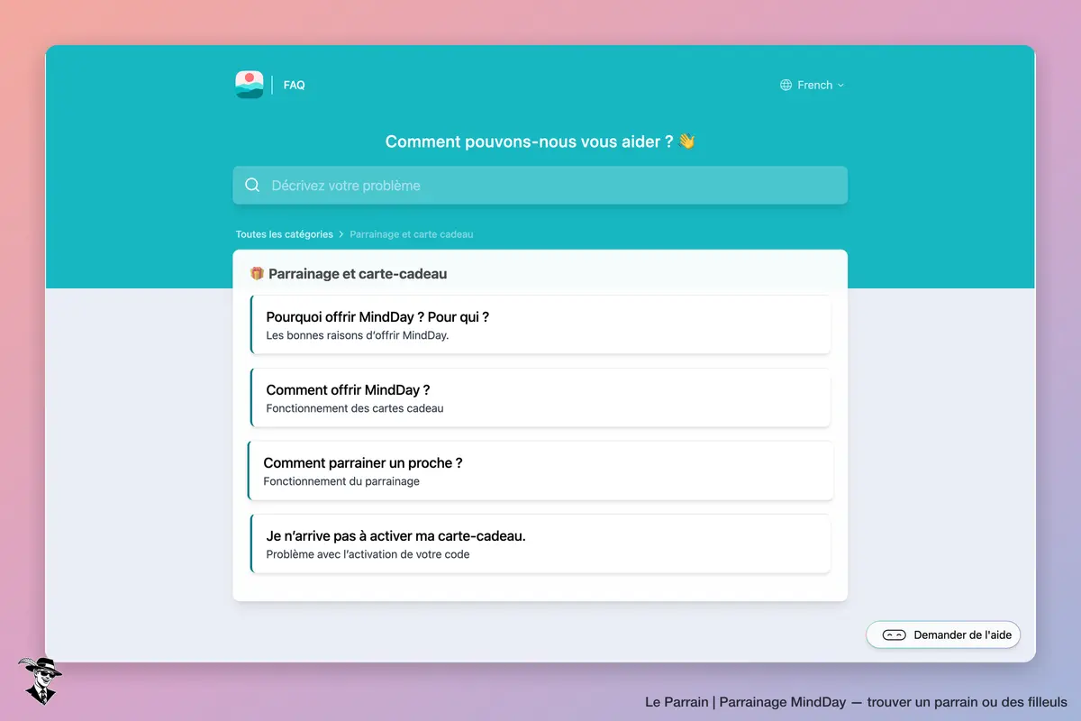 Page parrainage de MindDay