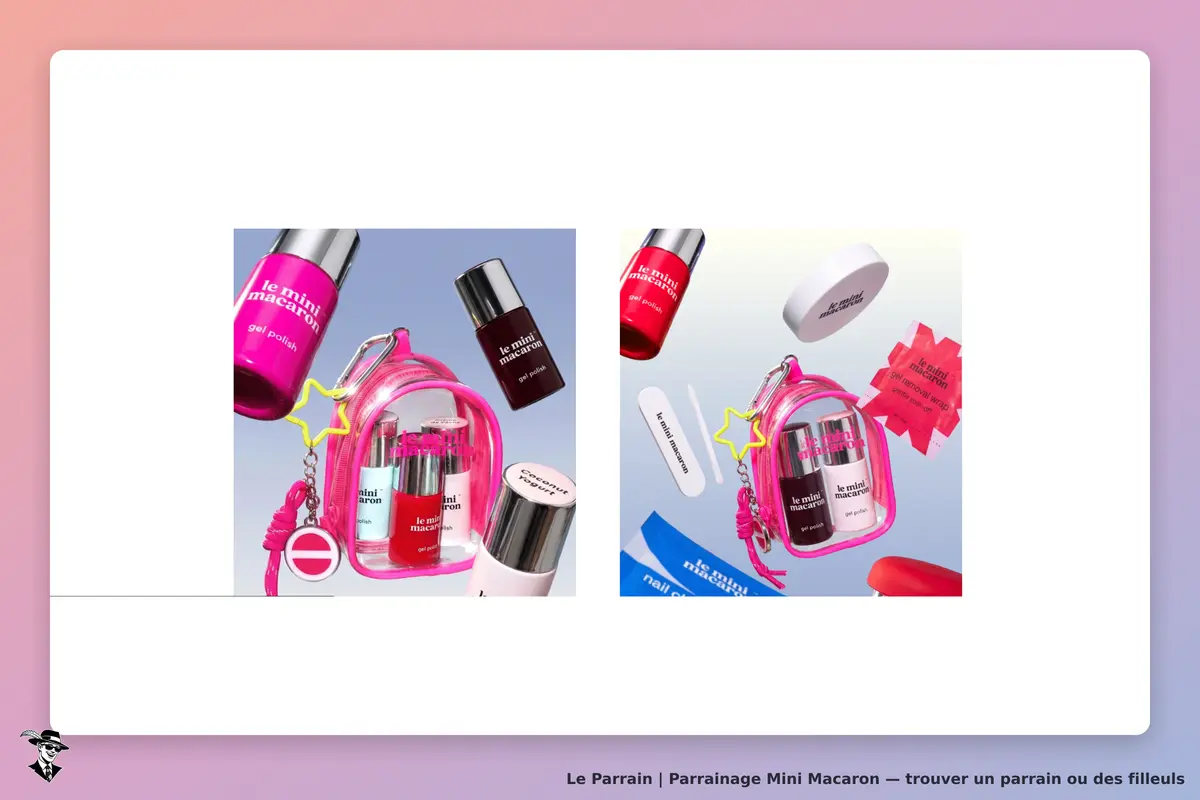 Mini Macaron : plusieurs flacons de vernis et accessoires dans un étui rose