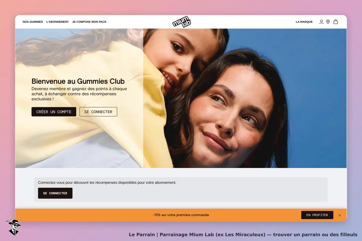Mium Lab (ex Les Miraculeux) : mium lab : page d'accueil avec un message de bienvenue et des