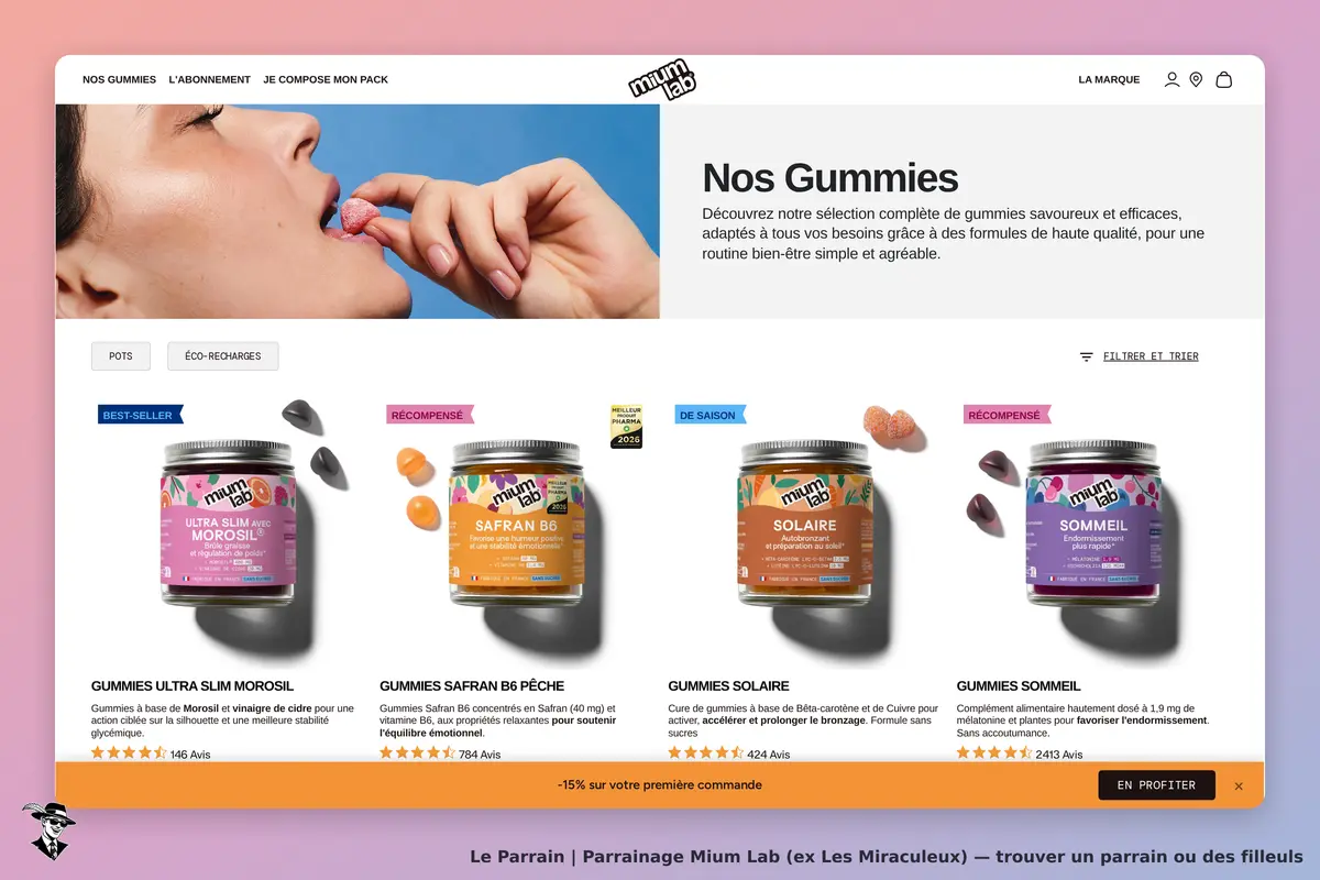 Mium Lab (ex Les Miraculeux) : mium Lab : présentation de gummies avec image et descriptions de