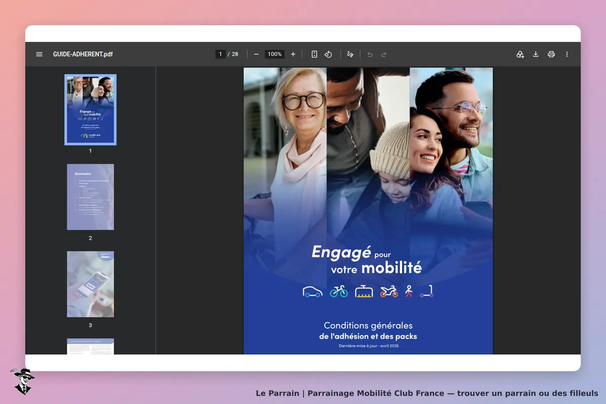 Mobilité Club France : couverture d'un guide avec des images de personnes et le titre sur la