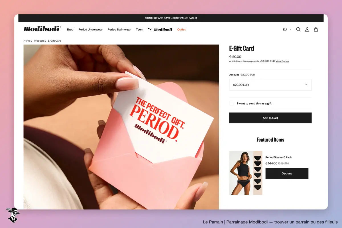 Page produit de Modibodi