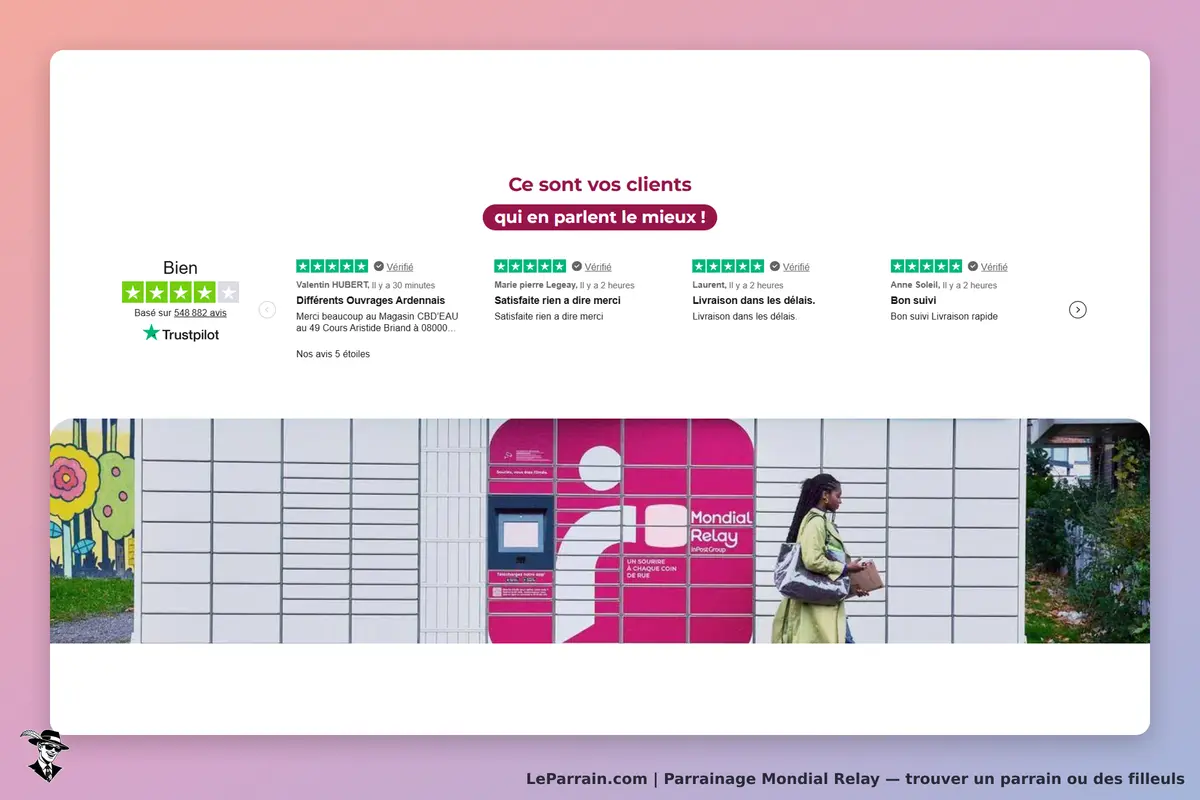 Mondial Relay : avis clients avec évaluations et photo d'un point de relais en milieu urbain
